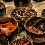 Image of wooden bowls with different spices