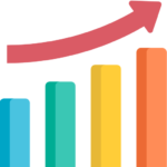 stock control software. business growth graph