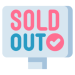 stock control software. sold out sign icon